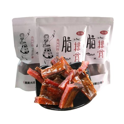 批发湖北恩施利禄散装腊排骨500g烟熏火炕土猪腊肉腊味排骨下酒菜
