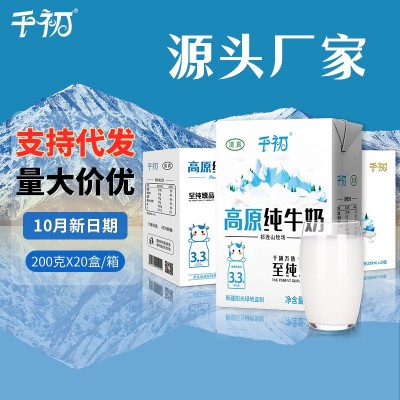 【10月产】纯牛奶批发200g*20盒全脂牛奶整箱批发学生早餐奶包邮