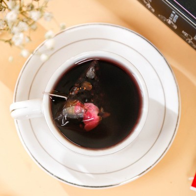 黑桑葚枸杞玫瑰花茶 爆款盒装袋泡花果茶批发 厂家晚茶A一件代发图2