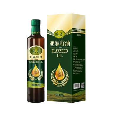 晚美冷榨亚麻籽油胡麻油500毫升玻璃瓶食用油老人孕妇宝宝月子油图2