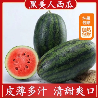 黑美人西瓜越南品种薄皮黑美人西瓜应季新鲜水果现货皮薄多汁