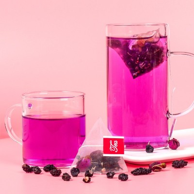 桑葚黑枸杞玫瑰茶量贩装25包划算桑椹黑枸杞重瓣红玫瑰三角包花茶图4