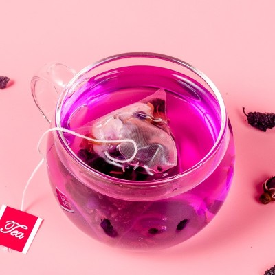 桑葚黑枸杞玫瑰茶量贩装25包划算桑椹黑枸杞重瓣红玫瑰三角包花茶图3