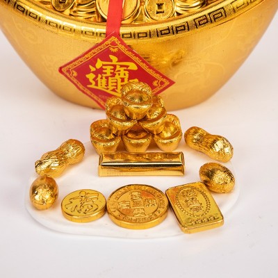 厂家直销醇黑巧克力金币元宝巧克力元宝装饰结婚庆摆件喜巧克力图2