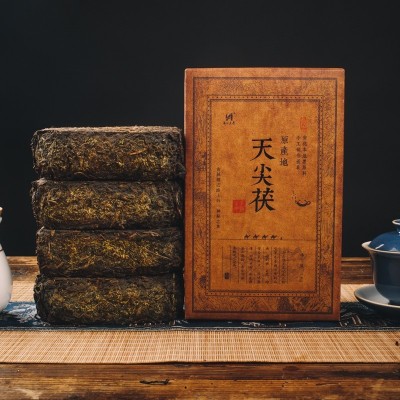 原料压制老茶砖安化黑茶1000克天尖茯2斤金花茯茶手 工茯茶图4