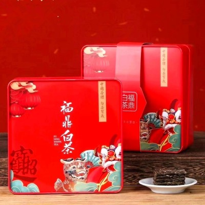 福鼎白茶小方片礼盒装贺岁版紧压小茶饼越陈越香500克老白茶茶叶