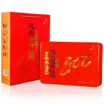 凤起 德州脱骨扒鸡红色铁盒600g×2只 山东特产批发