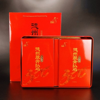 凤起 德州脱骨扒鸡红色铁盒600g×2只 山东特产批发图3