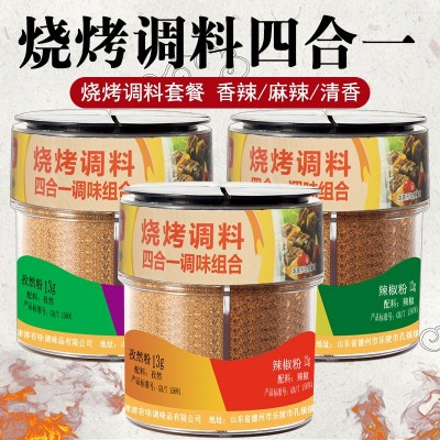 麻辣串烧烤调料四合一组合孜然粉辣椒粉烧烤料椒盐粉调味粉盒装图3
