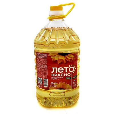 俄罗斯原装进口红色夏日葵花籽油植物食用油4.8L桶装家用礼品批发