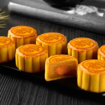 富锦臻品520g流心奶黄月饼礼盒定制八枚装传统广式中秋月饼加工图3