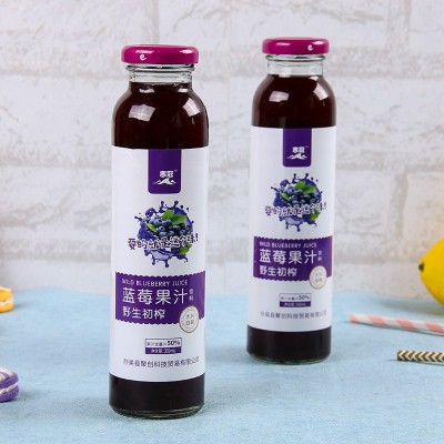寒冠野生蓝莓果汁饮料300ml*6玻璃瓶蓝莓汁果肉果粒 厂家批发图4