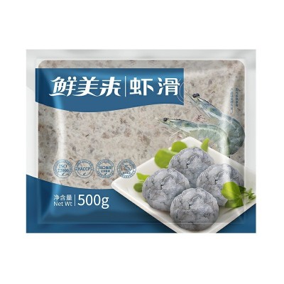 鲜美来95%虾滑 500克*20袋/箱 火锅冒菜食材速冻鲜青虾滑 虾肉滑图2