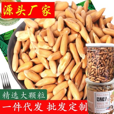 新货大颗粒巴西松子手剥松子原味薄壳罐装坚果批发代发