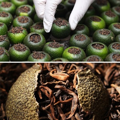 批发天马小青柑新会生晒头采柑 陈皮宫廷普洱熟茶茶叶礼盒装图4