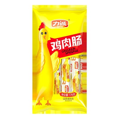 力诚鸡肉肠176克袋装整箱批发休闲零食8支装即食鸡肉火腿肠图5